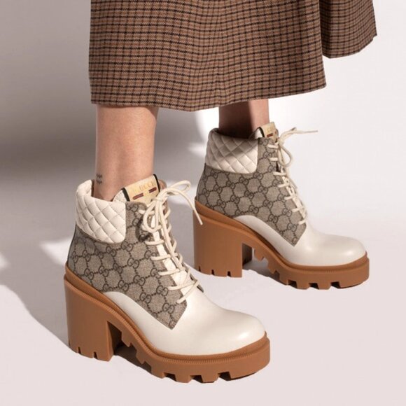 NEW GUCCI Apollo GG Supreme Canvas Leather Platform Ankle Bootie EU 41.5/US 11.5 - Picture 9 of 15